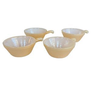 Vintage Fire King Peach Lustre Beehive Bowls With Handles Set Of Four Bowls‎